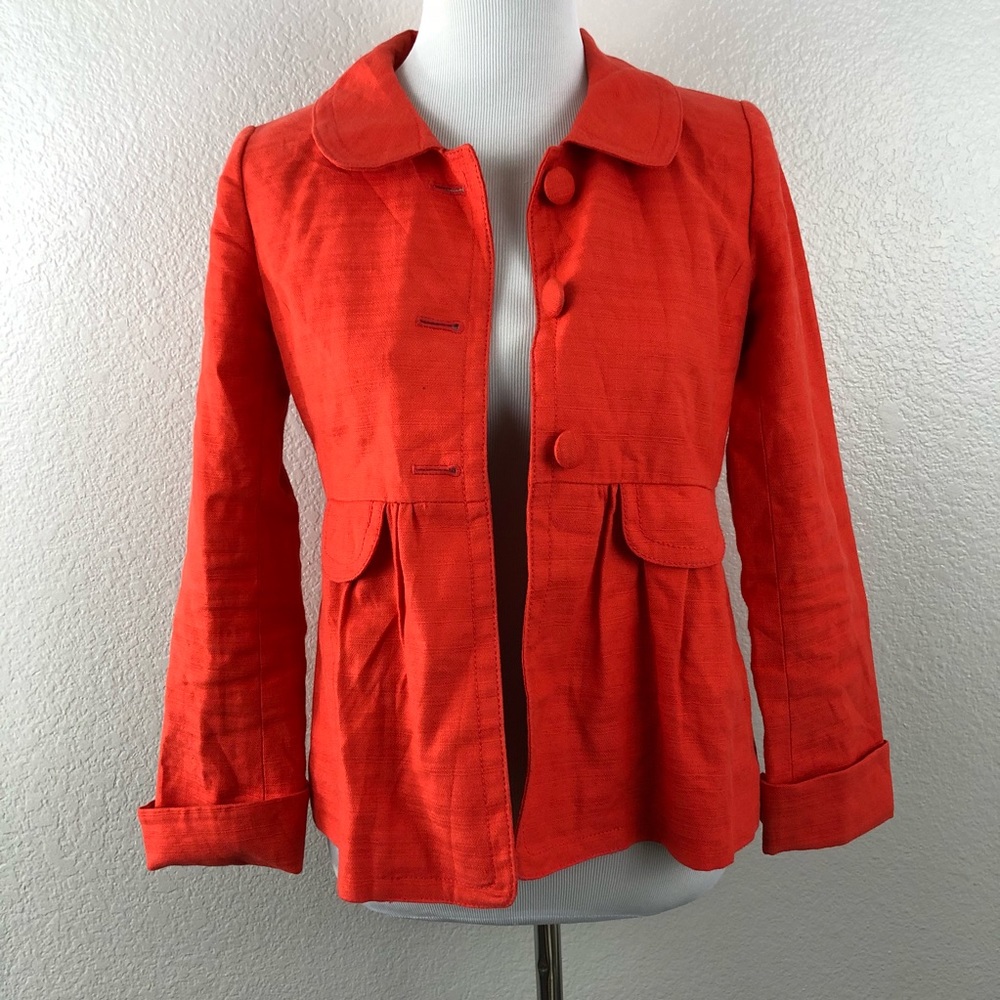 💢SOLD 💢 J Crew Womens Orange Tweed Peplum Blazer